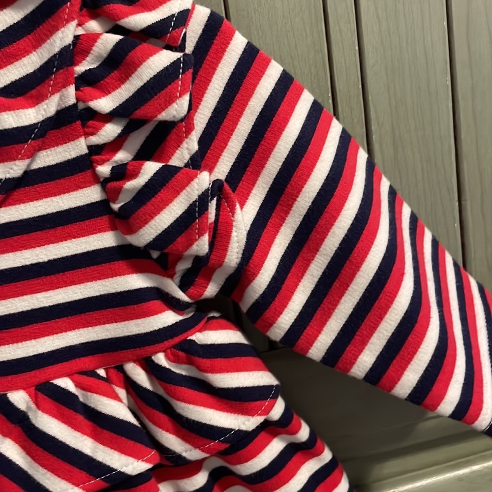 Janie & Jack Striped Ruffle Patriotic Casual Dress - Picture 6 of 9